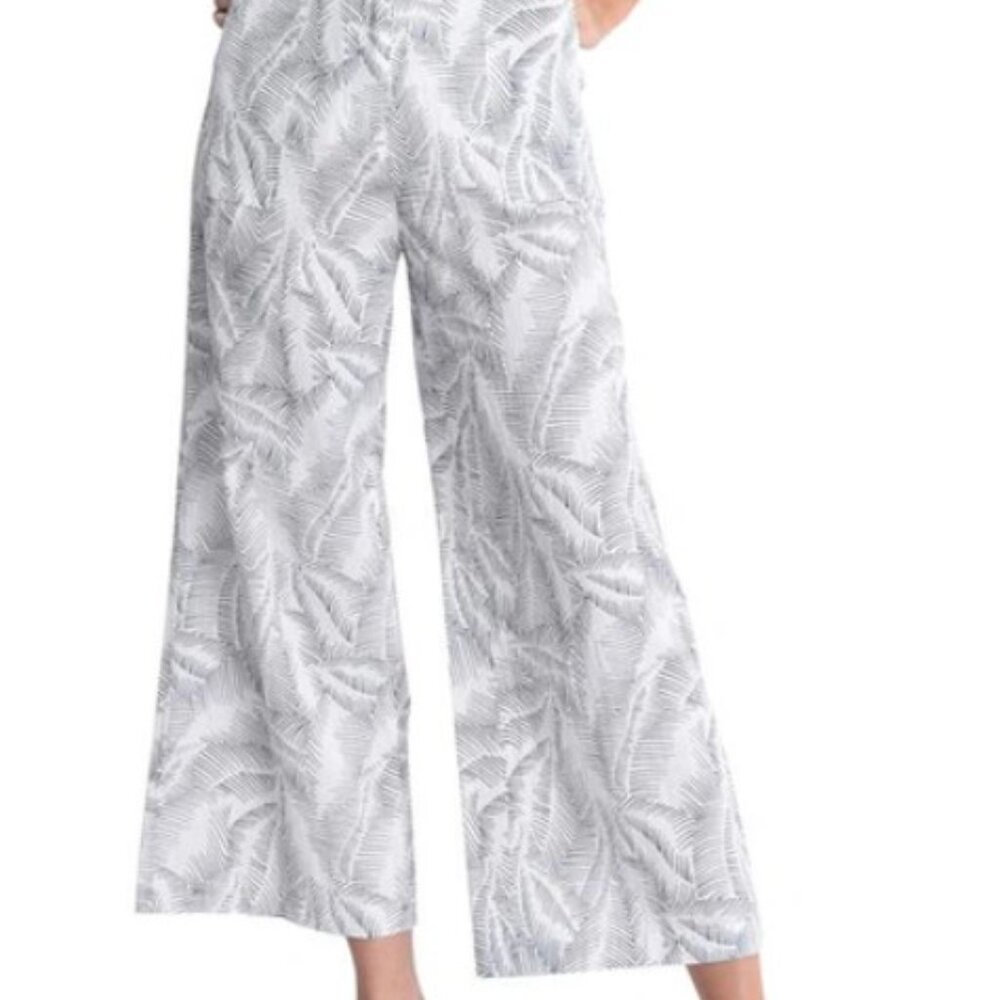 NWT Women's MOLLY BRACKEN Navy/ White Wide-Leg Pants "White Trinidad" Large- HOT
